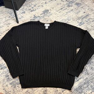 Alfani Ribbed Black Crewneck Sweater